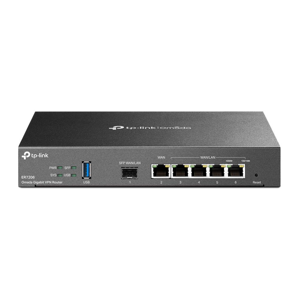 TP-Link Omada Gigabit VPN Router Port: 1 Gigabit SFP WAN Port, 1 Gigabit RJ45 WAN Port, 2 Gigabit Wan/lan RJ45 Ports, 2 Gigabit RJ45 LAN Por